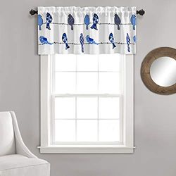 Lush Decor Rowley Birds Cantonnière filtrant la lumière, Panneau Simple, 132,1 cm de Large x 45,7 cm de Long, Bleu Marine – Motif Floral coloré – Rideau d'oiseaux fantaisiste et ludique – Décoration