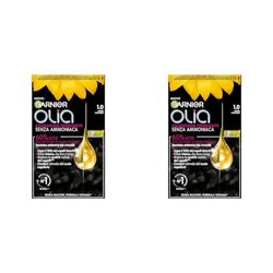 Garnier Olia Midnight Tinta Capelli, Colorazione Permanente Senza Ammoniaca, Copre il 100% dei Capelli Bianchi, Con Oli di Fiore di Origine Naturale, Formula Vegana, Nero Intenso (Confezione da 2)