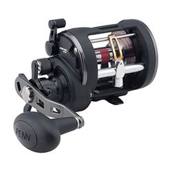 PENN Warfare™ Level Wind, Vismolen, Conventionele rollen, Zee - Inshore/Nearshore Vissen, Zoutwaterboot of Kajakvissen, Unisex, Zwart/Rood/Rook, 30 | Linkerhand