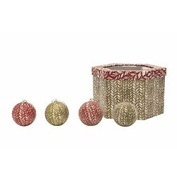 Galileo Casa Set met 14 kerstballen, 7,5 cm, rode wol, goud/rood, afmetingen: Ø