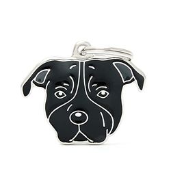 My Family Médaille pour Chien Made in Italy, Black Staffordshire Terrier, Collection Friends, 39x32 mm