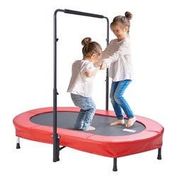 VEVOR Trampoline voor kinderen, voor binnen en buiten, opvouwbare mini-trampoline met handvat, rebound-trampoline voor kinderen vanaf 3 jaar, voor plezier, rood, 1435 x 970 x (965-1285) mm