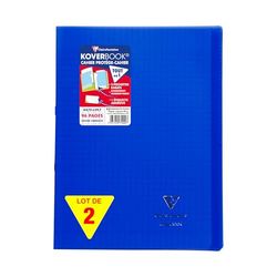 Clairefontaine 971422AMZC Set of 2 Stapled Notebooks Koverbook Navy Blue - A4 21x29,7 cm - 96 Seyes Ruled Pages - White Paper 90 g - Polypro Cover