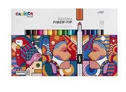 Carioca Plus Prisma Fiber Tip Boîte de 18 feutres pour usage artistique avec encre haute performance Pointe conique pour traits épais et fins