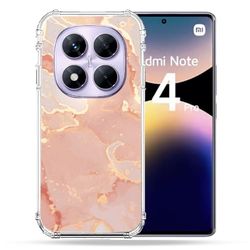 Cokitec Versterkte hoes voor Xiaomi Redmi Note 14 Pro 4G, roze marmeren textuur