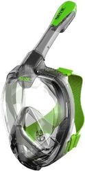 Seac Mágica máscara de snorkel integral, anti-Vaho, válvula de pulverização e snorkel estanco, cinzento/verde, L/XL