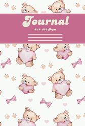 Vintage, Coquette Inspired, Cozy and Gentle Valentine Teddy Bears with Hearts Composition Notebook, Ephesians 4:32 Journal for Women, Young Adults, ... Cream Colored Pages, 6"x9", Eco-Friendly