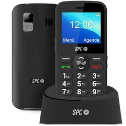 SPC Fortune 2 - Téléphone Portable Senior avec Grosses Touches, Bouton SOS, Sonnerie Intelligente et Notifications, Volume Extra-élevé, Configuration à Distance, Station de Charge, USB-C - Noir