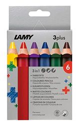 Lamy 3plus Colouring Pencils in Folding Box Set of 6 – Colouring, Watercolour & Wax Crayons in One – Made of Solid Basswood with Ergonomic Square Shape – Thick Lead Diameter 10 mm