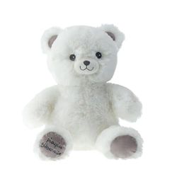 Pioupiou et Merveilles - Gaston l'ourson Blanc en Peluche de 40CM - Veilleuse Lumineuse pour Enfant - Piles incluses - 16241