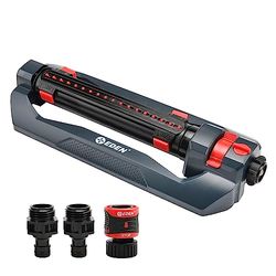 Eden Aspersor oscilante Turbo de 3 vías para Patio Grande y césped con Conector rápido para Principiantes, Cubre hasta 4,000 pies Cuadrados (Modelo 94094)