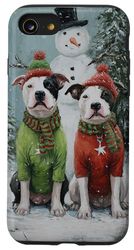 Pitbull Dogs Christmas Snowman Holiday Art Case for iPhone SE (2020) / 7/8