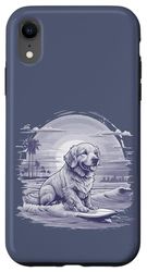 Carcasa para iPhone XR Lindo perro Golden Retriever para enamorarse de la playa surfista