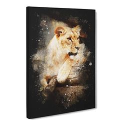 Lioness Paint Splash Modern Canvas Wall Art Print Ready to Hang, Framed Picture for Living Room Bedroom Home Office Décor, 20x14 Inch (50x35 cm)