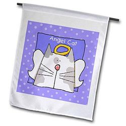 3dRose FL_36659_2"Angel Gray Bi Color Cat Cute Cartoon Pet Loss Memorial Gartenflagge, 45,7 x 68,6 cm