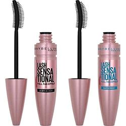 Maybelline New York, Volume Mascara, Lash Sensational, Colour: Very Black, 9.4 ml + Maybelline Mascara, Lash Sensational Volumizing and Thickening Waterproof Mascara, Black