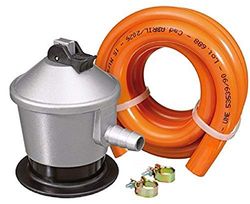 S&M slang 1,5 m + 2 slanghållare set reguller båge med säkerhetsventil, grå/orange, standard