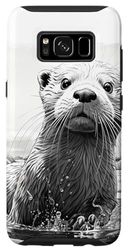 Carcasa para Galaxy S8 Nutria blanca y negra en agua realista retrato animal arte