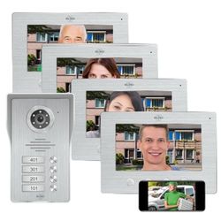ELRO DV4000IP-4 Wifi IP Video Deur Intercom kit │ 4 appartementen│ 1080P Full HD Camera met nachtzicht │ 4-draads kabel │ 16 Beltonen