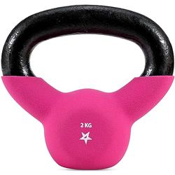 Yes4All N6SX Kettlebell rivestiti in neoprene, Kettlebells per allenamento della forza - 2KG Rosa