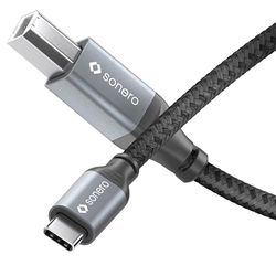 Sonero Cable USB 2.0, cable de conexión, cable de impresora, conector C a conector B, 480 MB/s, gris espacial/negro, 0,50 m