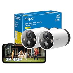 Tapo C420S2 2-Pack 2K QHD Security Camera Outdoor Wireless, 180-Day Battery Life, IP65, Colour Night Vision,AI Detection, Local and Cloud Storage, Works with Alexa & Google, No Monthly Fee
