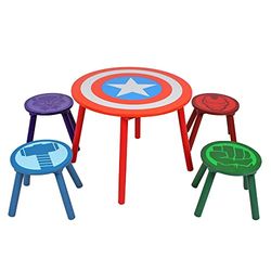 Marvel Avengers Ensemble Table et Tabouret pour 4 Personnes, Peut Supporter Jusqu’à 30 kg par Tabouret, Parfait pour Les Jeux et Les activités – Petit, Multicolore