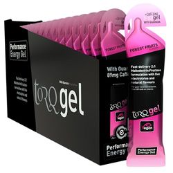 Torq Energy Gels - Forest Fruits (With Guarana) Pack of 15 - Ultimate On The Go Quick Release Energy - 30g of Carbohydrates - Running/Cycling/Sports Gels - 5 Key Electrolytes - Natural & Vegan