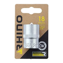 RHINO - Set di chiavi a bussola - attacco esagonale corto metrico - diametro 18 mm - quadrato da allenamento 1/2" - Alta qualità (Cromo Vanadium) - Garanzia a vita - Varie misure disponibili