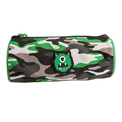 Tinc Camo Print School Barrel Pencil Case - Zip Up Large Compartment - Green, CABAPCGR
