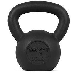 Yes4All KJ24 Peso Kettlebell solido in ghisa, 15,8 kg, nero