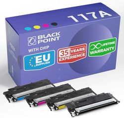 BLACK POINT [avec Puce Lot de 4 Cartouches de Toner pour HP 117A 43% d'efficacité en Plus W2070A W2071A W2072A W2073A pour HP Color Laser MFP 179fwg 179fnw 178nwg 178nw Color Laser 150a 150nw