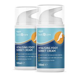 Amazon Basic Care Crème sorbet tonifiante pour les pieds - Pack de 2 (2 flacons airless de 100ml)