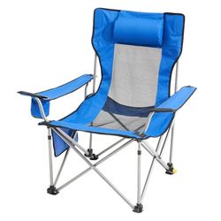 VEVOR Campingstoel, kantelbaar, draagbaar, 1530 x 830 x 730 mm, draagvermogen 149,69 kg, campingstoel met voetensteun, bekerhouder, zijzak en hoofdsteun, voor kamperen, vissen, blauw