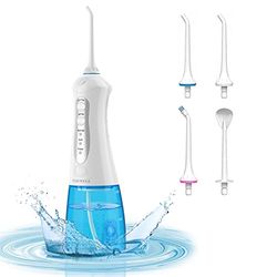 Hydropulseur TUREWELL - Nettoyeur interdentaire électrique avec 3 modes et 4 buses, étanche IPX7, USB - Portable - 300 ml - Sans fil pour la famille et les voyages, FC1592