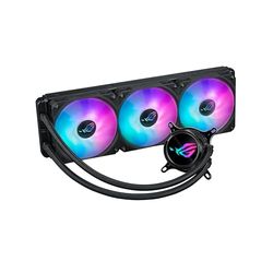 ASUS ROG Strix LC III 360 ARGB all-in-one CPU liquid cooler with 360° rotatable water block, 7th gen V2 Asetek pump, Premium ROG ARGB fans, and 10+ custom Aura lighting effects.