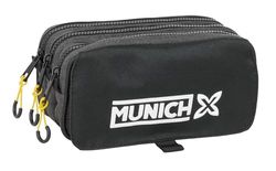 safta Munich TOPO - Astuccio triplo grande, astuccio per bambini, ideale per bambini in età scolastica, comodo e versatile, qualità e resistenza, 21,5 x 8 x 10 cm, Nero, M, Casual