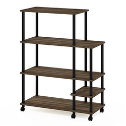 Furinno Kitchen Shelf Cart, Wood, Columbia Walnut/Black