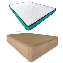 Mattfy Vega Pack Matelas viscoélastique réversible + sommier en Bois Rabattable Grande capacité, Polyuréthane, 105 x 190