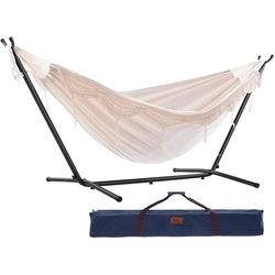 Katoenen hangmat met standaard - 250 cm - Natural