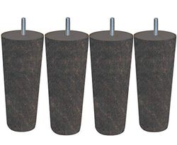 MARGOT 3700527849256 Cottage Conique Lot de 4 Pieds de sommier Bois Chêne grisé Hauteur 15 cm