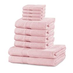 DecoKing Set of 10 Cotton Quality 525 g/m² 4 Guest Towels 30 x 50 cm 4 Hand Towels 50 x 100 cm and 2 Bath Towels 70 x 140 cm Light Pink Absorbent Marina