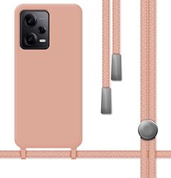 Tumundosmartphone Flytande silikonfodral med snodd för Xiaomi Poco X5 Pro 5G Färg Rosa
