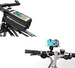 Fietsset voor Huawei P30 smartphone (houder fiets stuur + tas touchscreen) MTB fietsen (zwart)