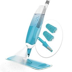 VOUNOT® Spray Mop, Lavapavimenti a Spruzzo, Mocio in Microfibra con Spruzzatore Acqua con 2 Panni in Microfibra e 1 Pennello, 650ml, Blu