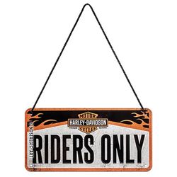 Nostalgic-Art, Plaque à Suspendre, Harley-Davidson – Riders Only – Idée de Cadeau pour Les Fans de Moto, en métal, Déco Design Retro, 10 x 20 cm