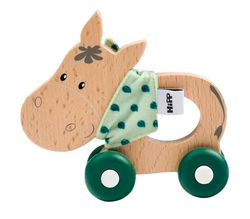 Eichhorn - Collection Baby Hipp - Ane Coulissant avec Tissu, Roues silencieuses en Silicone, Longueur 12 cm, 100% Bois de hêtre certifié FSC, Convient aux Enfants à partir de 1 an