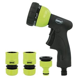 Amig - irrigatieset | 4 componenten | 1 irrigatiepistool met 7 modi, 1 verloopadapter voor kraan en 2 snelverbindingen van 1/2 inch en 3/4 inch uitschakelfunctie | pistachegroen en zwart