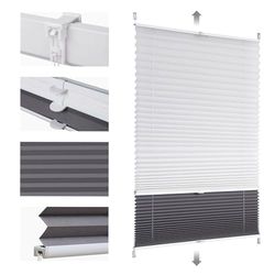 Sekey Plissee DoppelPlissee Day+Night dunkung ohne Bohren verspannt Lichtschutz Klemmfix Lichtdurchlässig Ausbrenner-Muster 90x200cm Druck & Grau