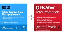 Adobe Creative Cloud 1TB & McAfee Total Protection 2025 | 6 Dispositivos |1 Año | Descarga Digital | 2025 | 2025 | Código de activación enviado por email